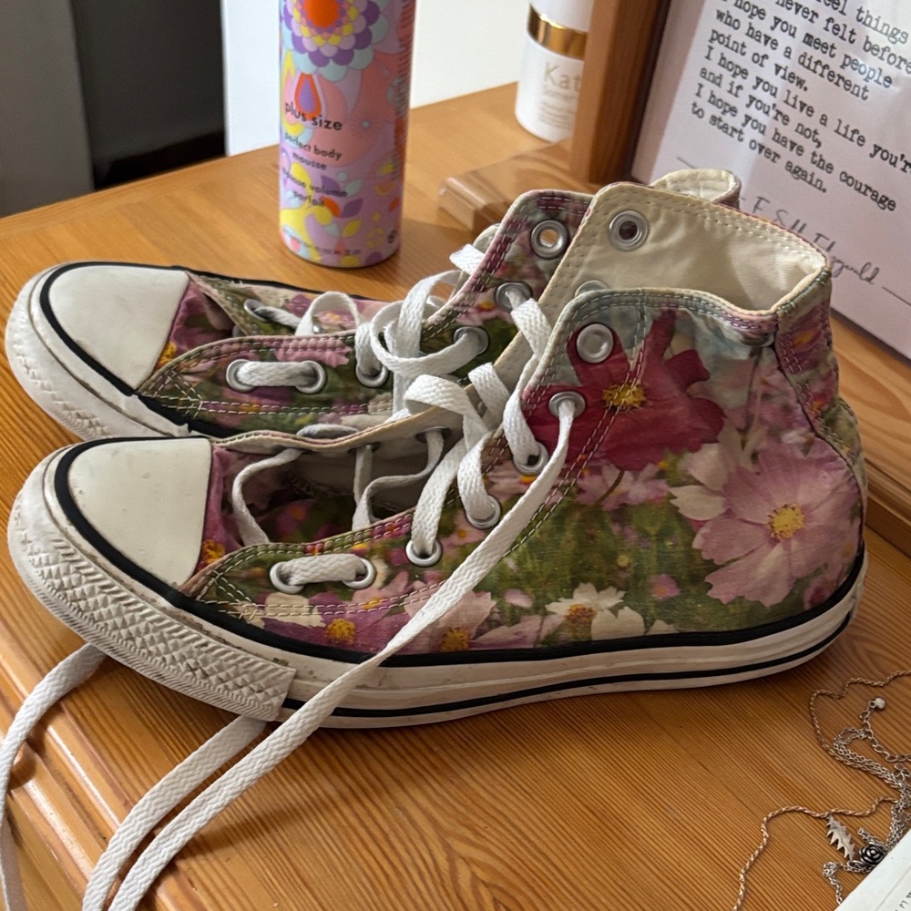 Converse Floral High-Tops in Pink and Green